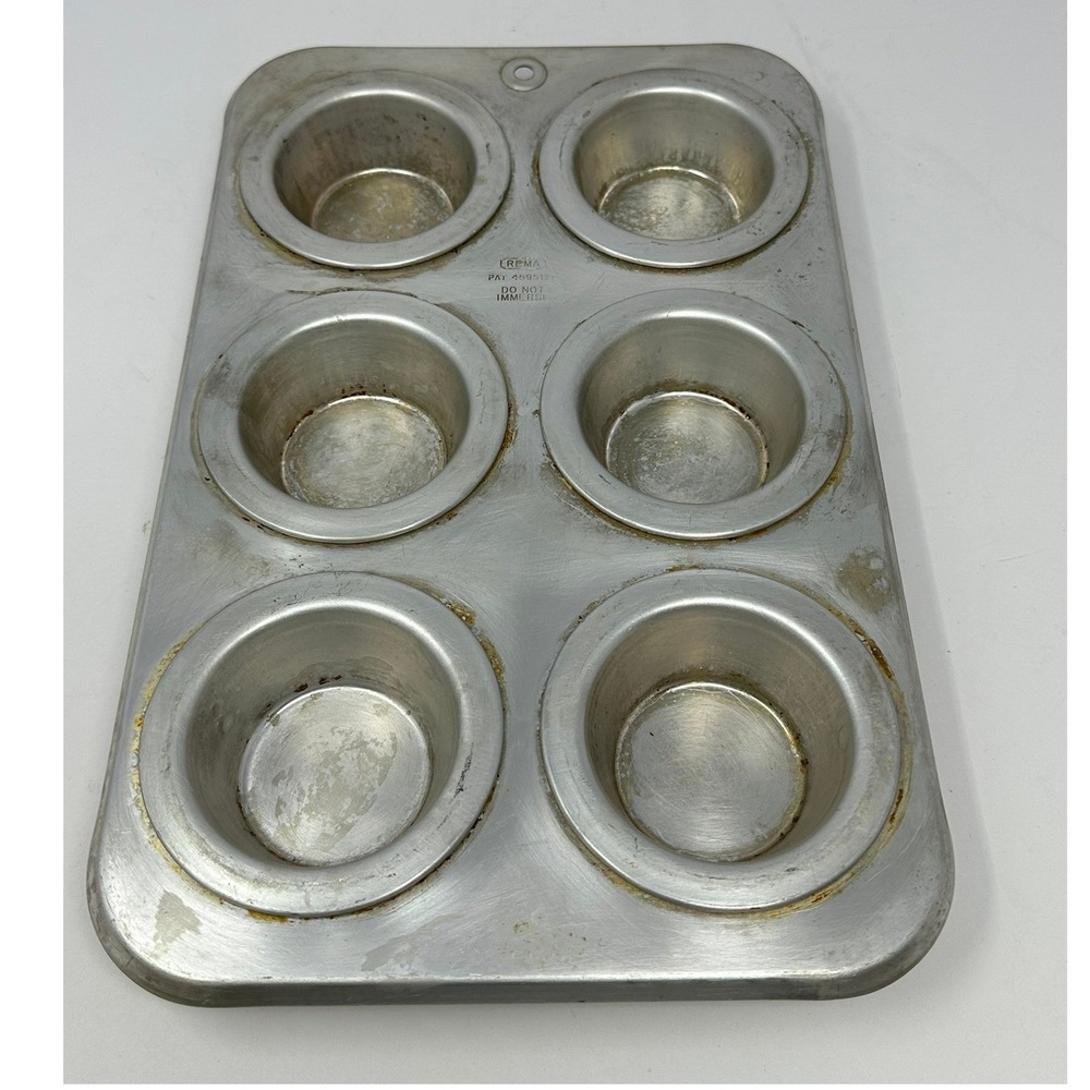 Vintage Rema AirBake 6 Cup Muffin Pan Insulated Aluminum Bakeware PAT 4595126